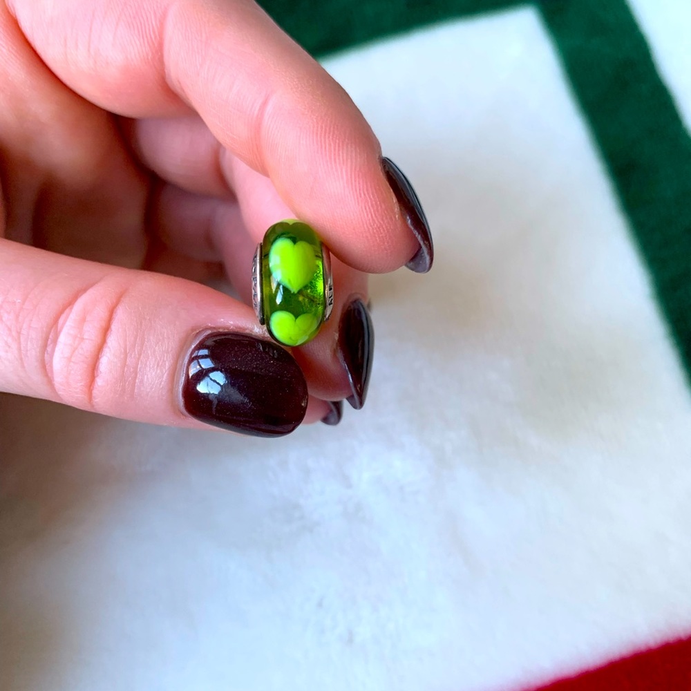 Green Heart Murano Glass Pandora Charm